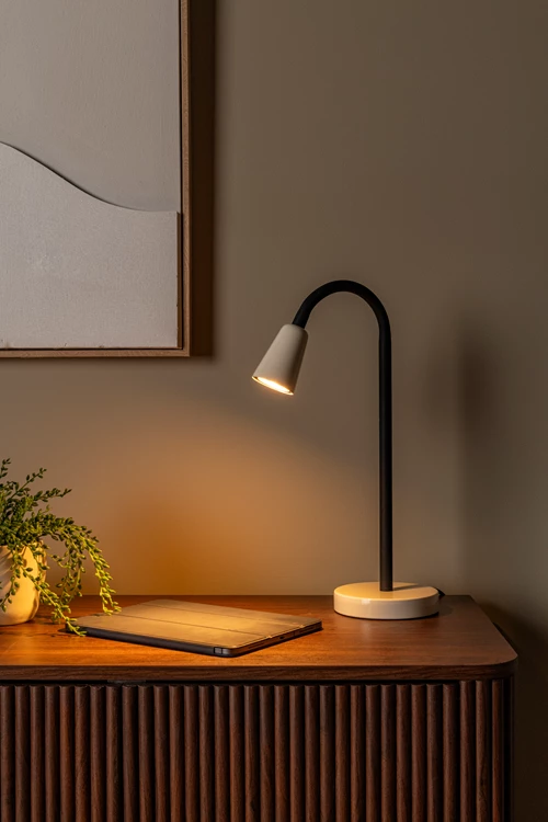 Lucide JASPER - Table lamp - 1xGU10 - Cream | Essential - atmosphere 1